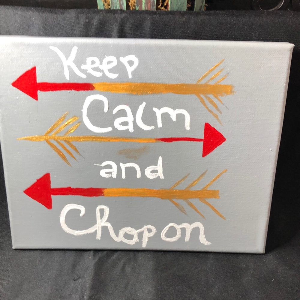 Gray Canvas Wall Art with Red and Gold Arrows